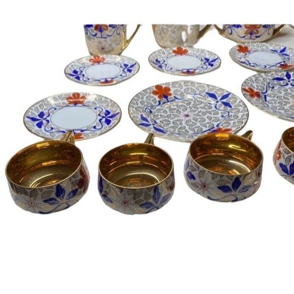 G&H Czechoslovakia Vienna Style Porcelain Demitasse Dinner Coffee Tea Set - Picture 3 of 12